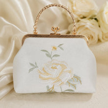 Load image into Gallery viewer, Luxury Bridal Embroidered Handbag: Floral Rose Clutch Bag with Strap
