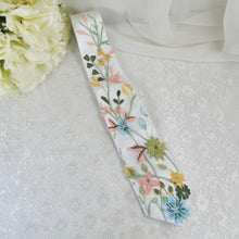 Load image into Gallery viewer, Embroidered Wildflower Mens Tie: Floral Wedding Necktie
