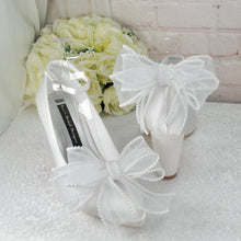 Load image into Gallery viewer, Pearl-Edged Organza Bridal Shoe Bow Clips – 4 Styles &amp; 13 Colours
