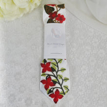 Load image into Gallery viewer, Embroidered Wildflower Mens Tie: Floral Wedding Necktie
