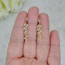 Load image into Gallery viewer, Cubic Zirconia Drop Earrings , Diamond Earrings, Long Bridal Jewelry, Bridal Earrings, Crystal Bridal Earrings, Statement Earrings Cz
