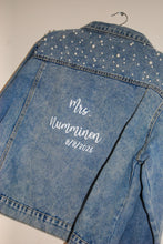 Load image into Gallery viewer, Personalized Pearl Denim Bridal Jacket: Bride to Be, Hen Party
