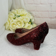 Load image into Gallery viewer, Ruby Slippers, Red Crystal Block Heels, Oz Inspired Custom Bridal Pumps
