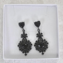 Load image into Gallery viewer, Statement Black Heart Rhinestone Earrings: Gothic Bridal Jewelry

