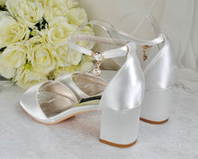 Load image into Gallery viewer, Wedding Block Heel Sandals – Handmade Bridal Ankle Strap Shoes with Padded Sole  • UK6/US8.5
