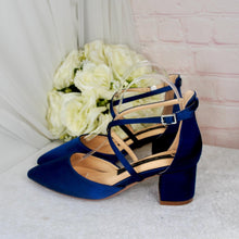 Load image into Gallery viewer, Low Heel Satin Block Heels - Mia Wedding Shoes
