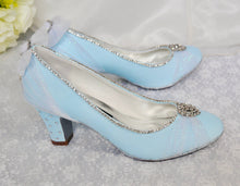 Load image into Gallery viewer, Cinderella Princess Costume Shoes: Something Blue Block Heel Bridal Pumps
