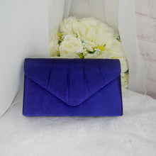 Load image into Gallery viewer, Purple Satin Fascinator and Clutch Bag Set: Handmade Wedding Outfit
