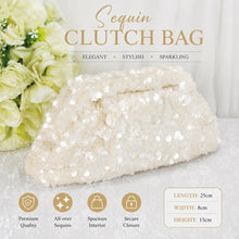 Load image into Gallery viewer, Sparkling Sequin Clutch Bag – Ivory or Light Blue

