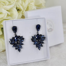 Load image into Gallery viewer, Statement Blue Rhinestone Earrings: Gothic Bridal Jewelry
