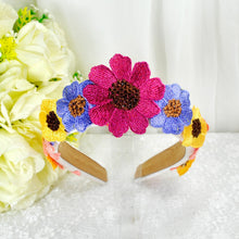Load image into Gallery viewer, 3D Bright Floral Embroidered Headband: Flower Wedding Crown

