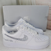 Load image into Gallery viewer, Personalised Genuine Nike AF1 Air Force 1 Trainers for Bride or Groom, Customised Bridal Sneakers, Alternative Wedding Shoes
