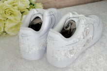 Load image into Gallery viewer, Personalised Nike Air Force 1 Trainers for Bride or Groom, Customised Bridal Sneakers, Alternative Wedding Shoes
