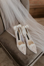 Load image into Gallery viewer, Bridal White Mesh Lace Bridal Heels: Wedding Shoes
