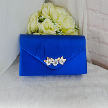 Load image into Gallery viewer, Royal Blue Satin Heel, Clutch &amp; Fascinator Set: Wedding Guest Outfit
