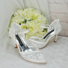 Load image into Gallery viewer, Bridal White D&#39;orsay Lace Embroidered Kitten Heel Wedding Shoes UK5 / US7.5
