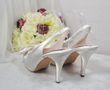 Load image into Gallery viewer, Handmade Ivory Satin Slingback Heels: Bow Wedding Shoes (UK5/US7.5)
