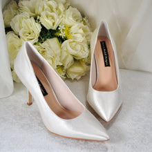 Load image into Gallery viewer, Pink Satin Pointed Toe Stiletto Shoes: Coloured Court Shoes
