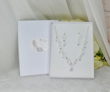 Load image into Gallery viewer, Bridal Jewelry Set: Teardrop Cubic Zirconia Necklace and Earrings
