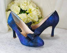Load image into Gallery viewer, Galaxy Block Heel Bridal Shoes: Hand-Painted Celestial Star Heels
