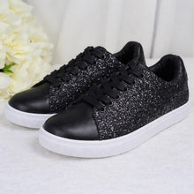 Load image into Gallery viewer, Silver Glitter Bridal Trainers
