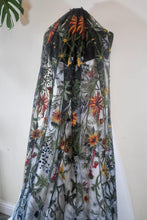 Load image into Gallery viewer, Embroidered Black Autumn Flower Mens Tie: Floral Wedding Necktie
