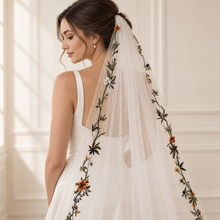 Load image into Gallery viewer, Autumnal Wildflower Embroidered Cathedral Wedding Veil
