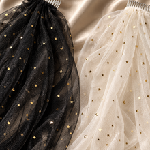 Load image into Gallery viewer, Black or Ivory Celestial Wedding Veil – Gold Moon &amp; Star Tulle Veil
