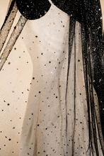 Load image into Gallery viewer, Black Celestial Wedding Veil | Glitter Silver Stars | Handmade Bridal Veil UK

