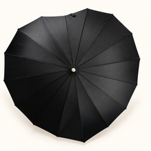 Load image into Gallery viewer, Black Heart-Shaped Umbrella – Wedding &amp; Occasion Umbrella
