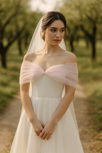 Load image into Gallery viewer, Handmade Tulle Bolero – Wedding Veil Alternative | Custom Colour Bridal Shrug with Lace-Up Back, Adjustable Size
