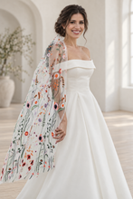 Load image into Gallery viewer, Colourful Wildflower Embroidered Wedding Veil – White Floral Bridal Veil
