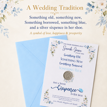 Load image into Gallery viewer, Personalised Lucky Sixpence for Bride – Wedding Day Keepsake Card
