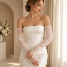 Load image into Gallery viewer, Sheer Tulle Bridal Sleeves – White, Ivory or Black
