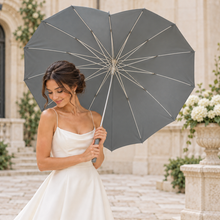 Load image into Gallery viewer, Grey Heart-Shaped Umbrella – Wedding &amp; Occasion Umbrella
