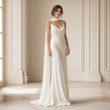 Load image into Gallery viewer, Minimalist Chiffon Bridal Scarf Veil | White, Ivory &amp; Black
