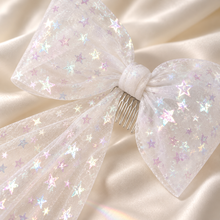 Load image into Gallery viewer, Celestial Star Bridal Hair Bow – Iridescent Wedding Hair Bow
