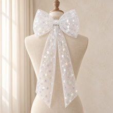 Load image into Gallery viewer, Celestial Star Bridal Hair Bow – Iridescent Wedding Hair Bow

