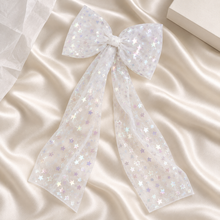 Load image into Gallery viewer, Celestial Star Bridal Hair Bow – Iridescent Wedding Hair Bow
