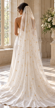 Load image into Gallery viewer, Celestial Moon &amp; Star Embroidered Wedding Veil | Five Colours
