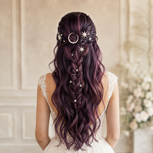 Load image into Gallery viewer, Celestial Moon and Stars Tiara and Hair Clips
