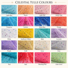 Load image into Gallery viewer, Celestial Organza Bow Shoe Clips – Multicoloured Star Bridal Accessories
