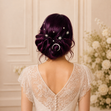 Load image into Gallery viewer, Celestial Moon and Stars Tiara and Hair Clips
