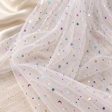 Load image into Gallery viewer, Multicoloured Celestial Wedding Veil – Stars &amp; Moons Bridal Veil in Custom Colours
