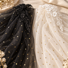 Load image into Gallery viewer, Celestial Wedding Cape – Black or Ivory Moon and Star Bridal Cape
