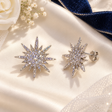 Load image into Gallery viewer, Crystal Starburst Statement Stud Earrings – Silver or Gold
