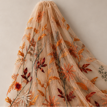 Load image into Gallery viewer, Autumn Floral Embroidered Bridal Veil – 90cm – Sale
