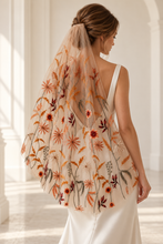 Load image into Gallery viewer, Autumn Floral Embroidered Bridal Veil – 90cm – Sale
