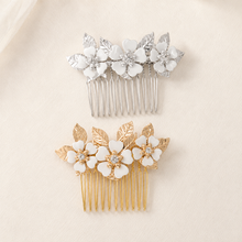 Load image into Gallery viewer, Cherry Blossom Bridal Hair Comb | Crystal Rhinestone Wedding Hair Accessory | Silver, Gold &amp; Rose Gold
