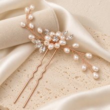 Load image into Gallery viewer, Pearl &amp; Crystal Bridal Hair Pin | Silver, Gold or Rose Gold
